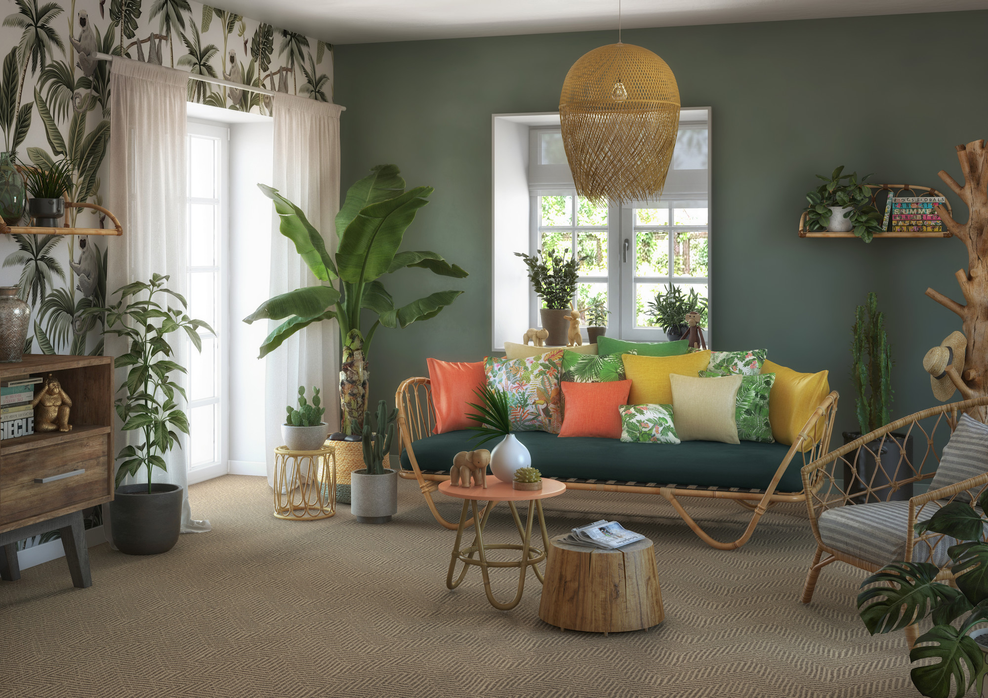 Sisal naturel salon Tropical